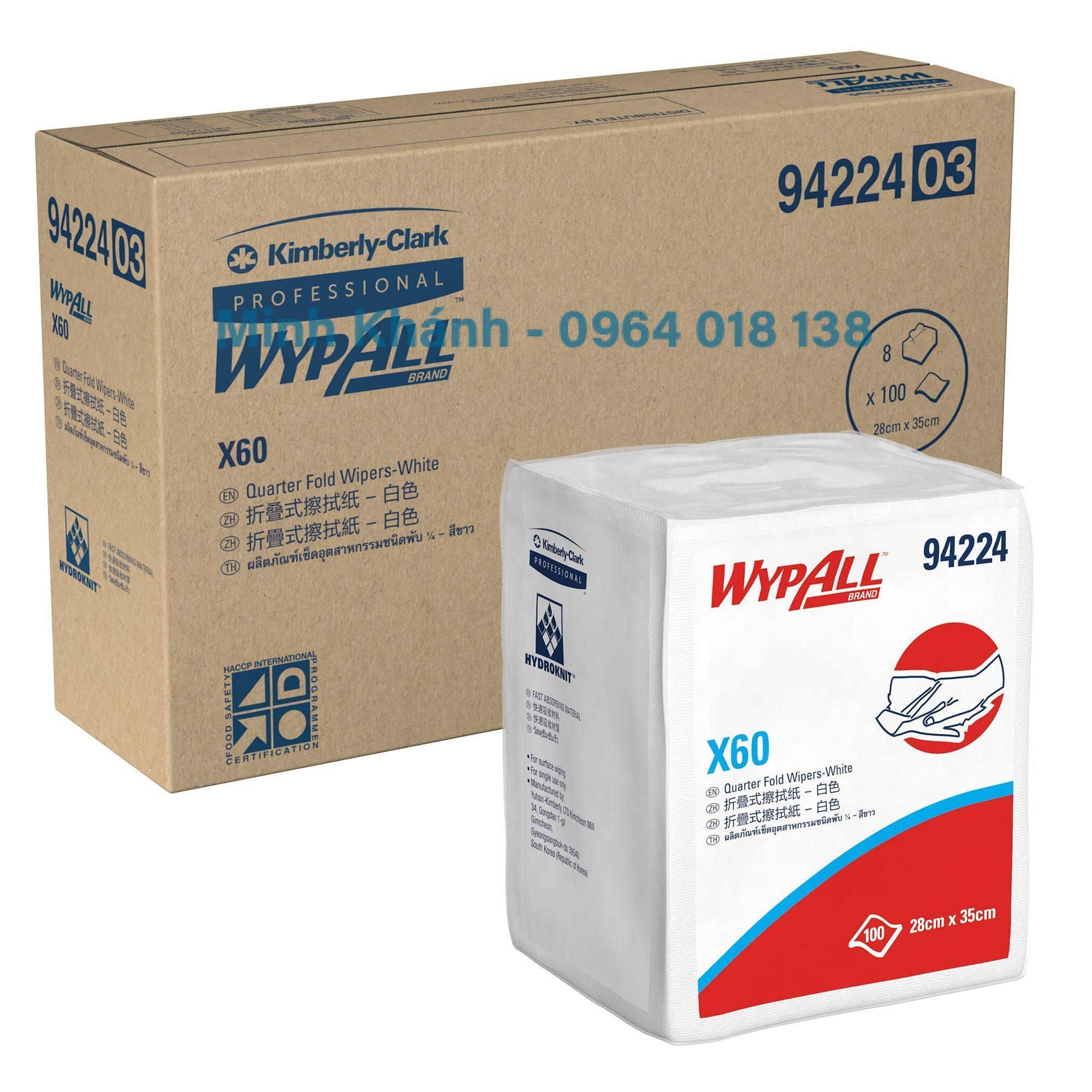 94224 - Wypall X60 QTR - Giấy lau thấm dầu, hóa chất chuyên dụng - Kimberly Clark